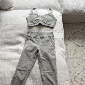Alo Gray Sports Bra and Leggings Set